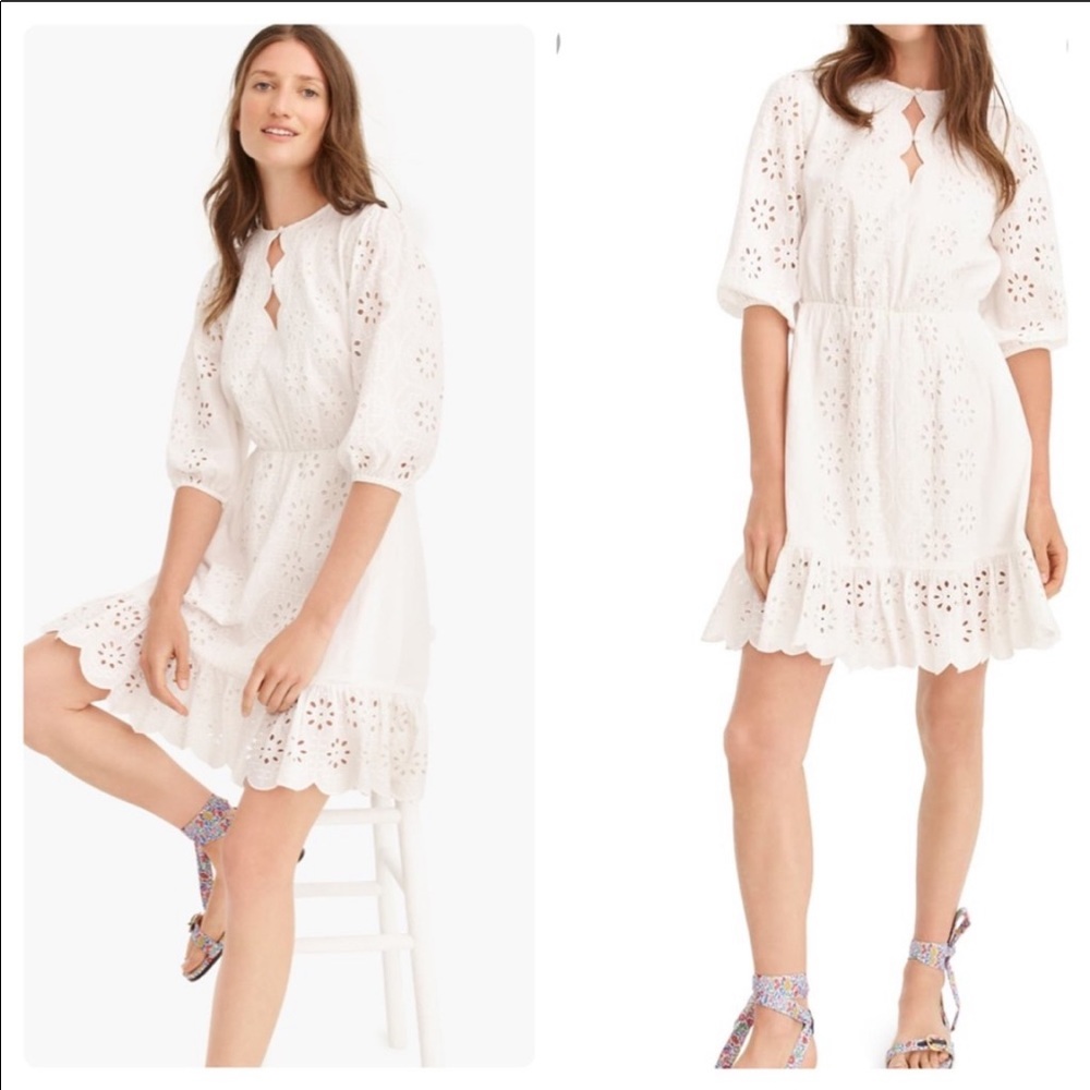 White Jcrew Eyelet Dress